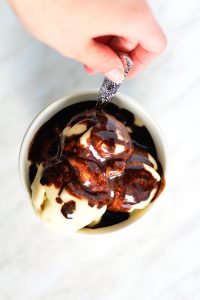 Banana IcecreaBanana Icecream with chocolate Syrup - high in nutritients and low in fat! |www.thebrightbird.comm with Carob Syrup - high in nutritients and low in fat! |www.thebrightbird.com