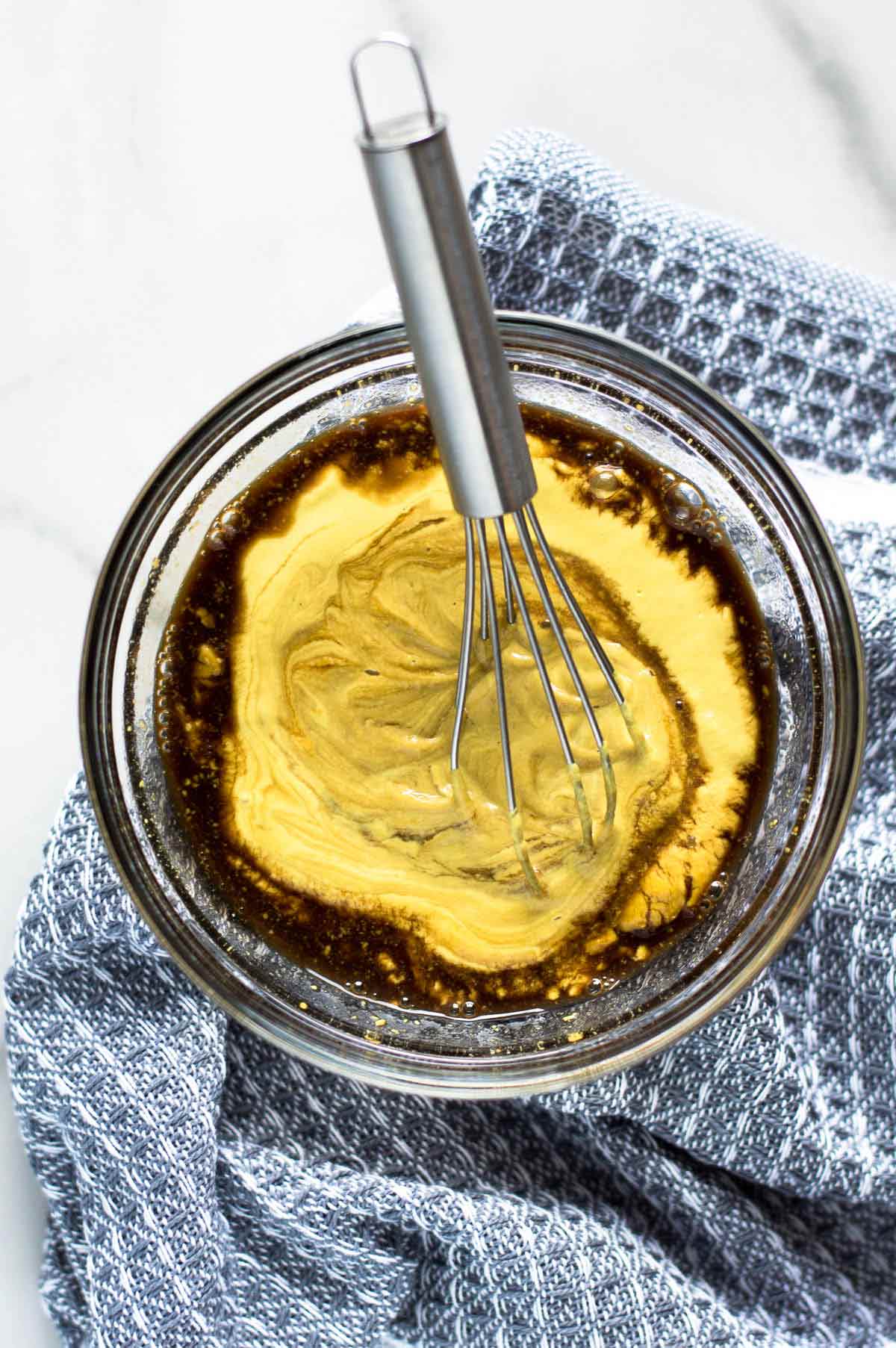 Jar with sweet mustard dressing