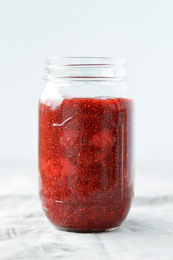 homemade strawberry jam in a jar