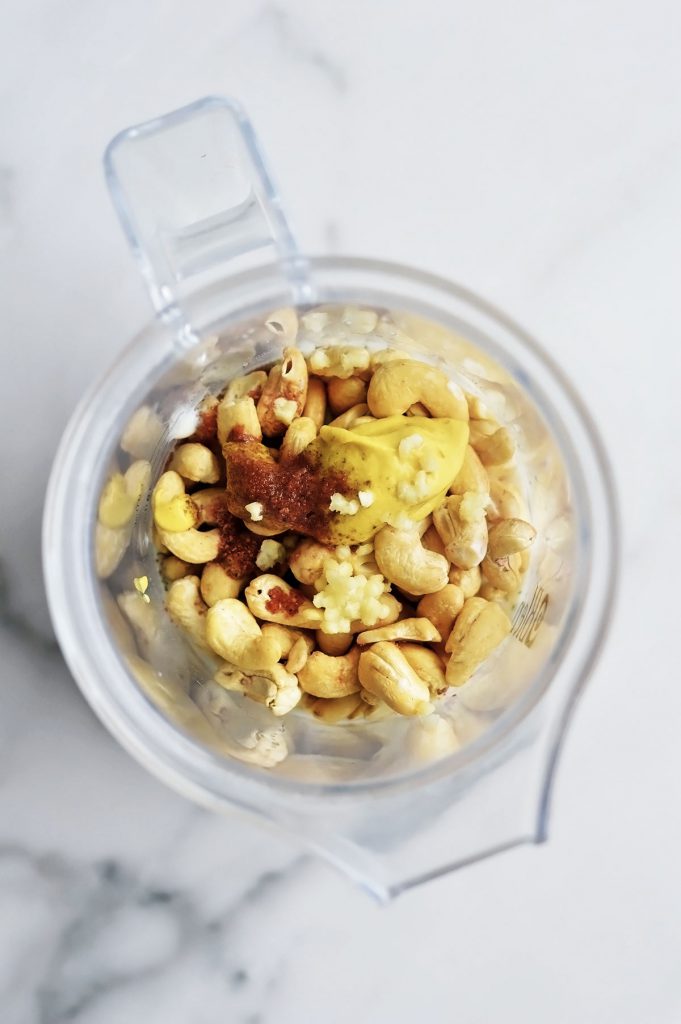 vegan cream cheese ingredients in a blendtec twister jar