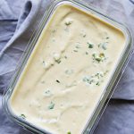 vegan cream cheese in a glass container