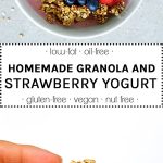 oil-free granola and homemade strawberry yogurt