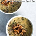 instant pot wild rice soup in white bowls